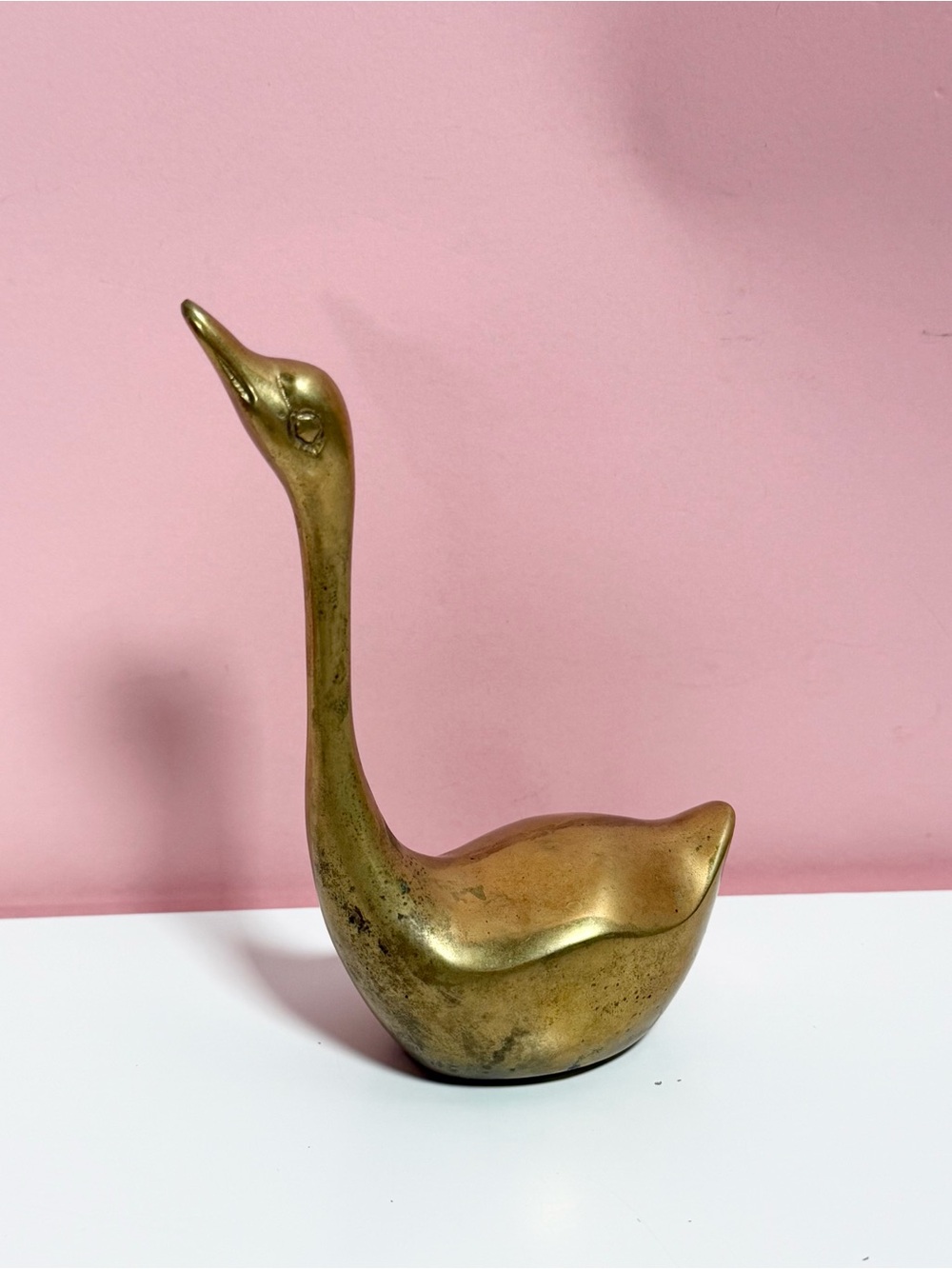 Vintage mid century brass swan